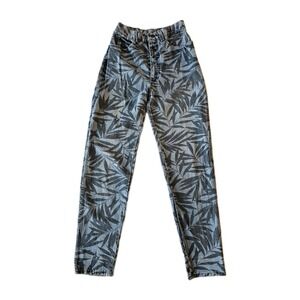 Vtg Gitano Tropical Palm Leaves Print High Waist Tapered Jeans Novelty Rare 5/6